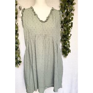 Staccato Sage Green Rayon Lined Mini Babydoll Dress with Pockets Women's Large